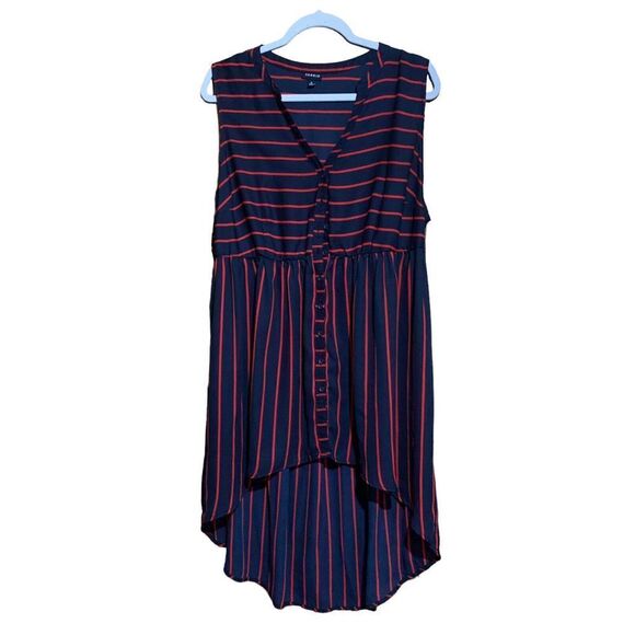 Torrid Womens Plus Size 2X Multicolor Nautical Stripe Button Hi Lo Tunic Top - Picture 1 of 7